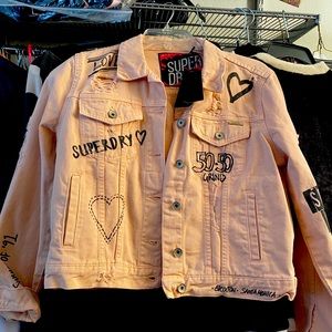 rogue patch trucker denim jacket